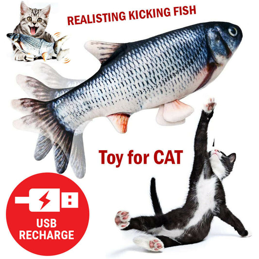 KS™ Electric Fish Cat Toy Realistic Interactive Kicker Jumping Dancing Kitten Toys