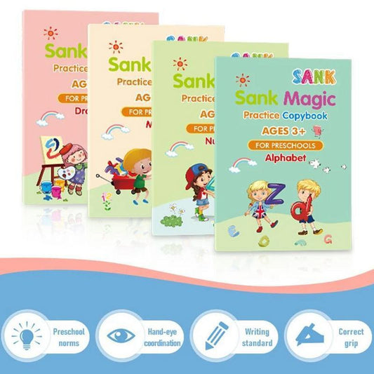 KS™ Sank Magic Practice Copybook no erase children's poster in English grooved poster