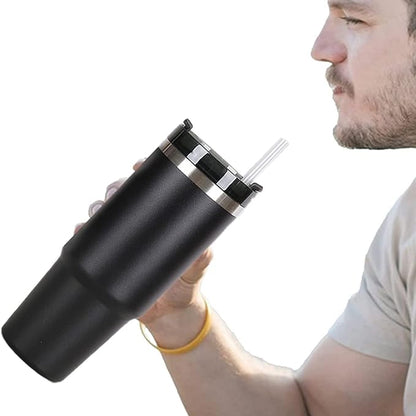 40 Oz Tumbler With Handle Straw Insulated, Stainless Steel Spill Proof Vacuum Coffee Cup Tumbler With Lid Tapered Mug Gifts For Valentine Lover Suitable For Car Gym Office Travel