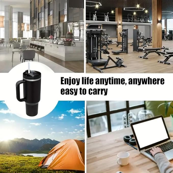 40 Oz Tumbler With Handle Straw Insulated, Stainless Steel Spill Proof Vacuum Coffee Cup Tumbler With Lid Tapered Mug Gifts For Valentine Lover Suitable For Car Gym Office Travel