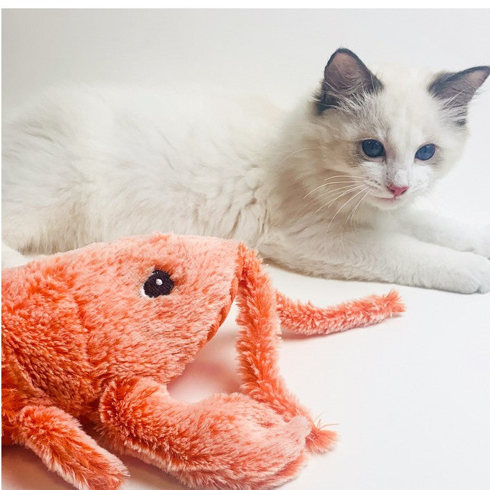 KS™ Pet Toys Electric Jumping Shrimp USB Charging Simulation Lobster Funny Cat Plush Pets Toy