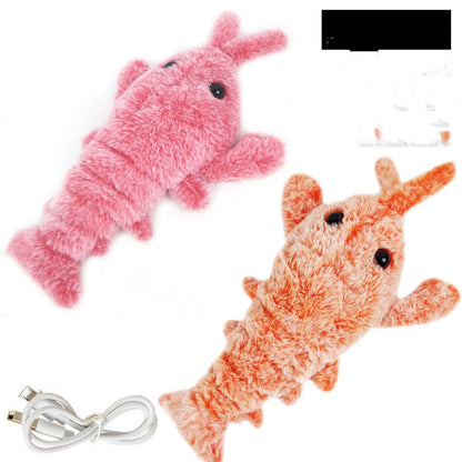 KS™ Pet Toys Electric Jumping Shrimp USB Charging Simulation Lobster Funny Cat Plush Pets Toy