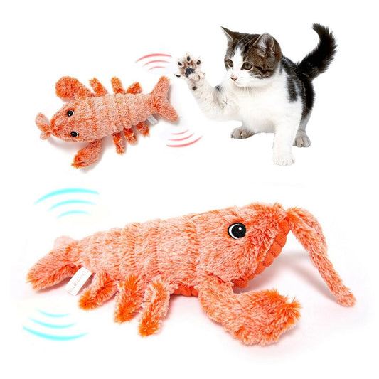 KS™ Pet Toys Electric Jumping Shrimp USB Charging Simulation Lobster Funny Cat Plush Pets Toy